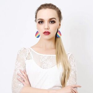 PU Leather Glitter Tear Drop Earrings